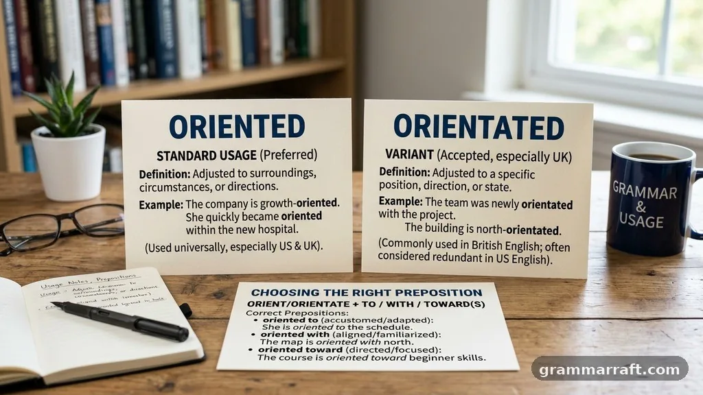 Choosing the right preposition - orientated vs oriented