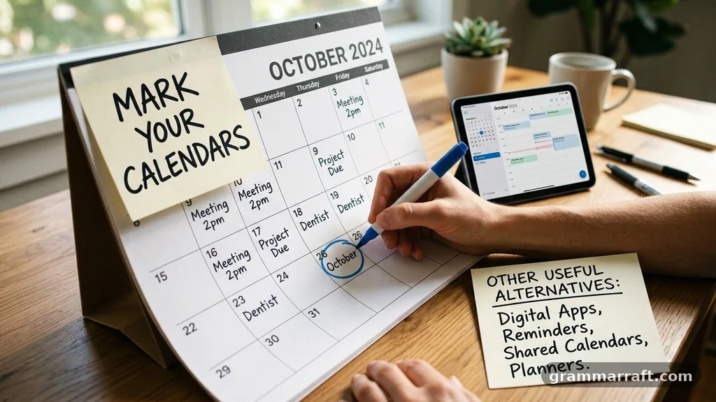 Other useful alternatives - mark your calendars