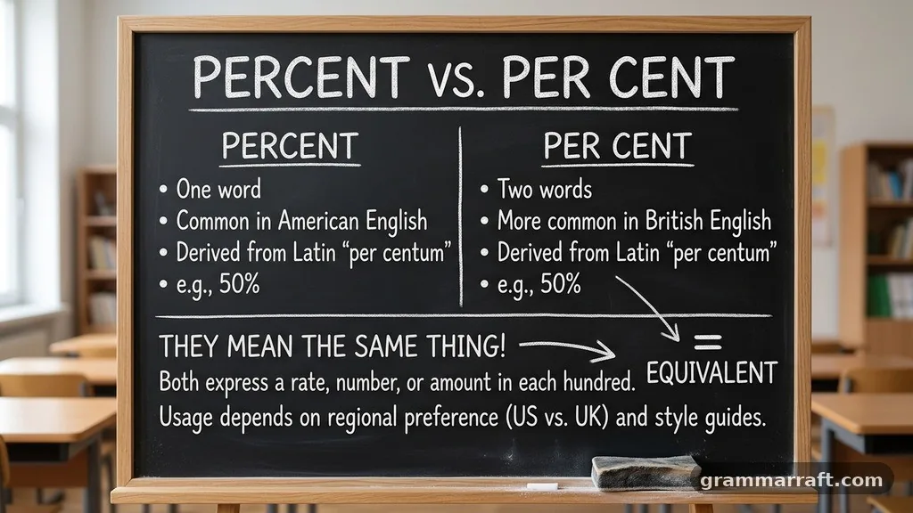 Percent and per cent mean the same thing - percent vs per cent