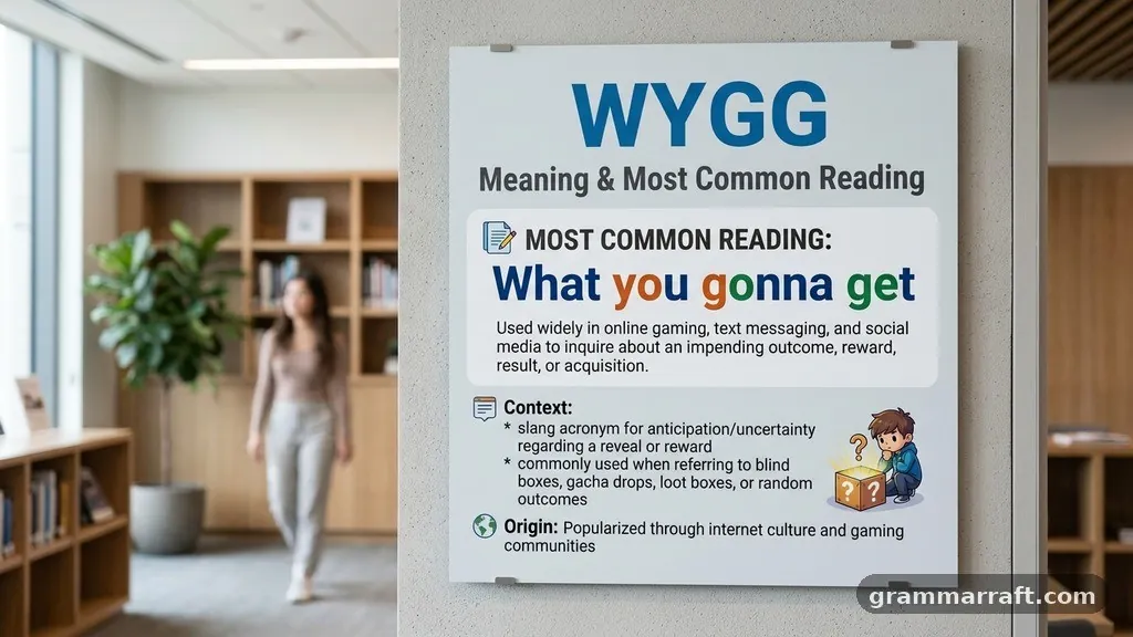 The most common reading: “What you gonna get?” - wygg meaning in text