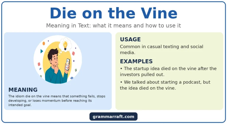 Die on the Vine: Meaning, Origin, Examples & Correct Usage