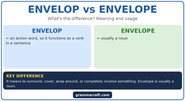 Envelop vs Envelope: Meaning, Spelling, and Usage