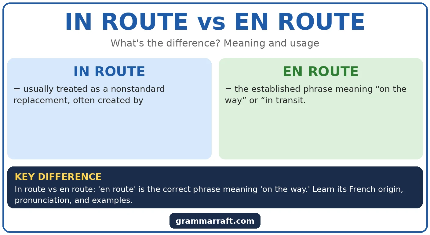 In Route vs En Route: Meaning, Usage, and Examples