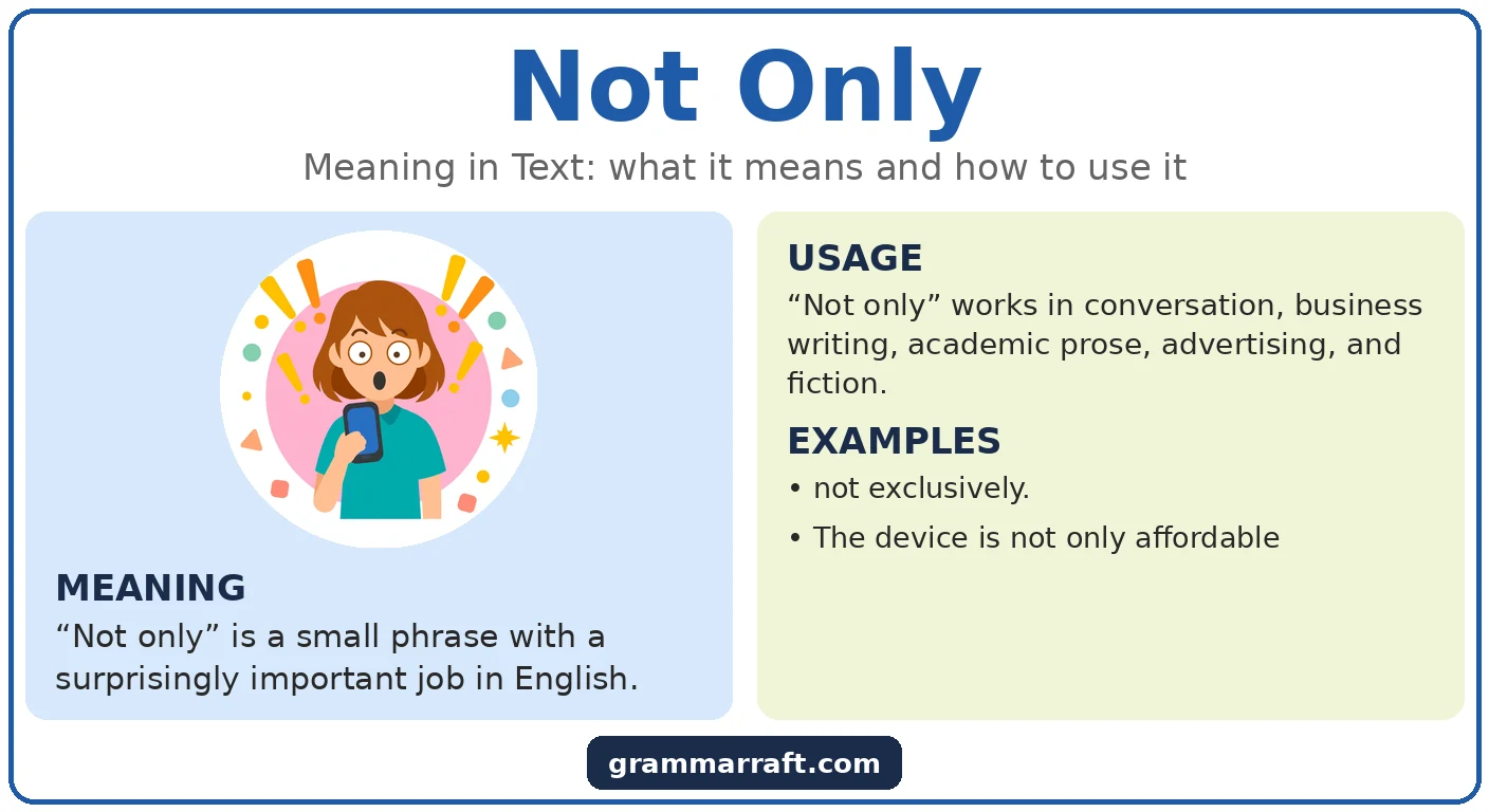 Not Only: Meaning, Grammar and Clear Examples